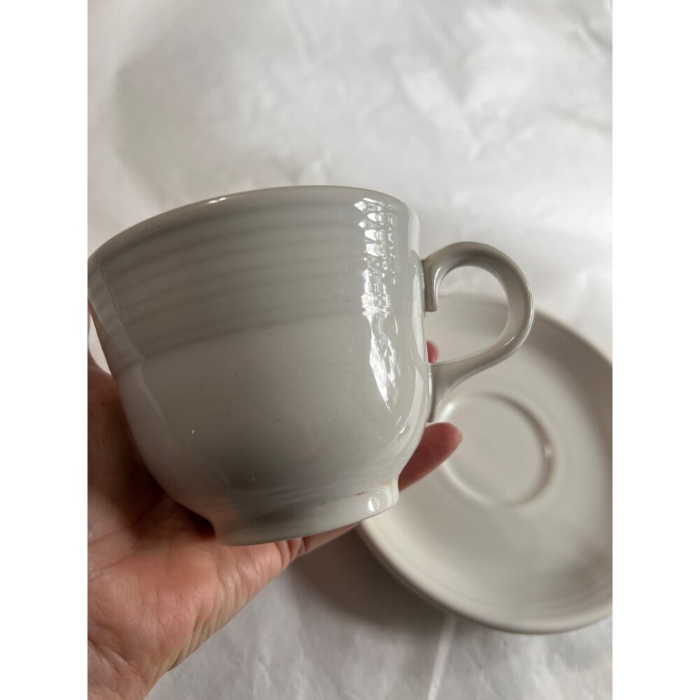 Vintage Fiesta H-L-O Genuine Lead-Free White Cup & Saucer Set Made In USA - Picture 6 of 7
